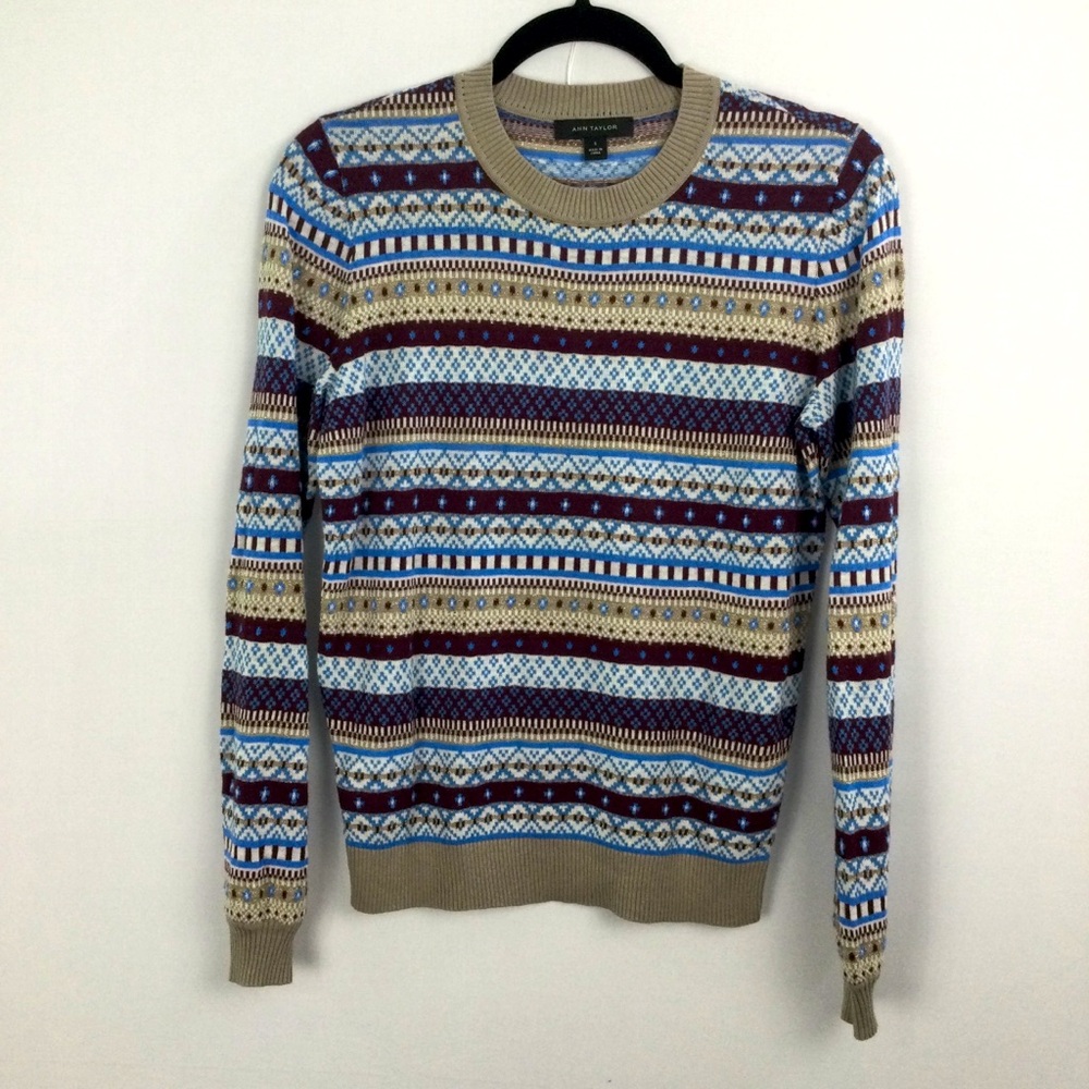 Ann Taylor Fair Isle Sweater lightweight womens size Small